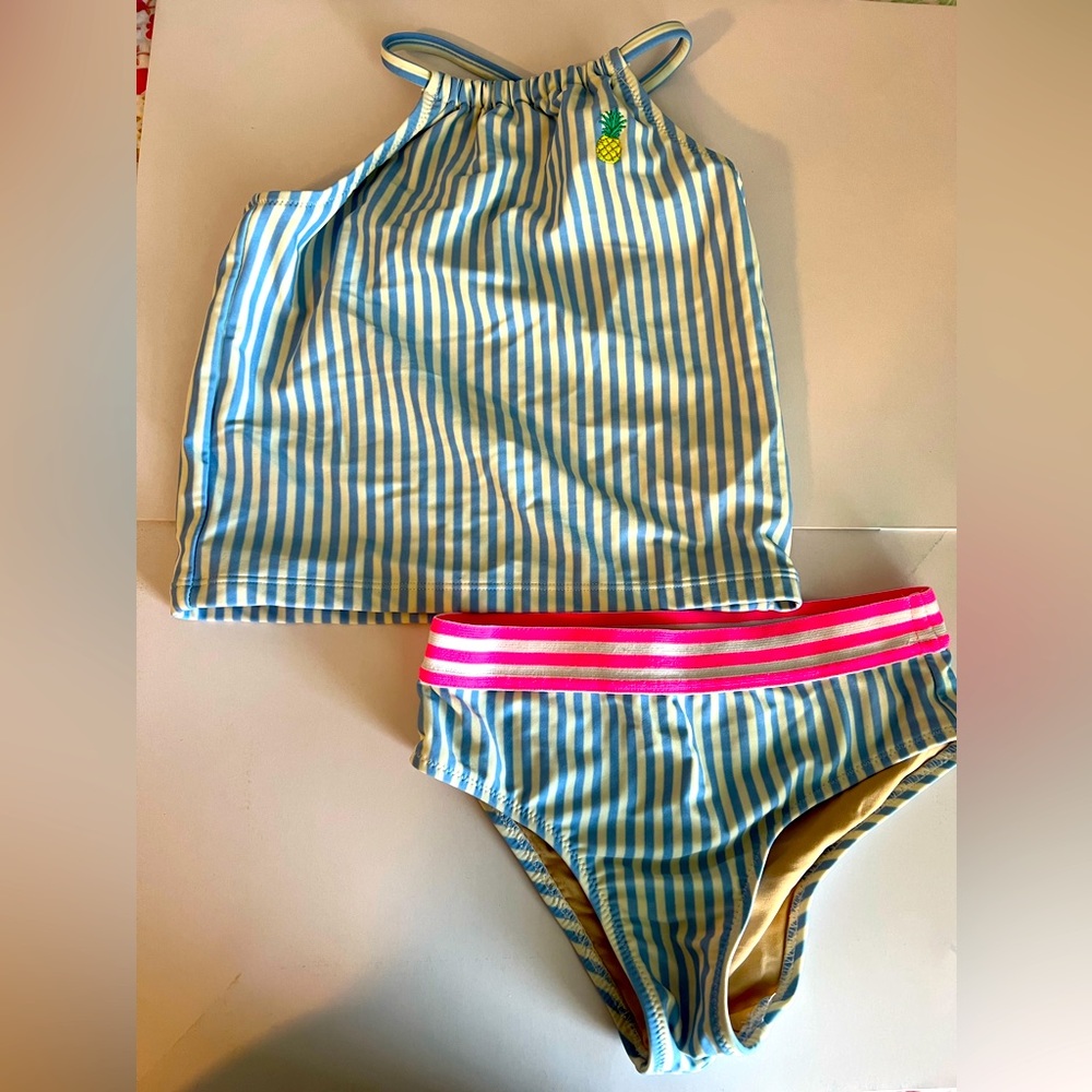 Shade Critters size 5t pin stripes pineapple 2 piece swimsuit
